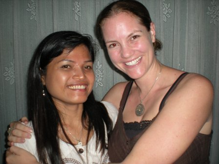 Waew and Andrea at Waew's going away party in Bangkok