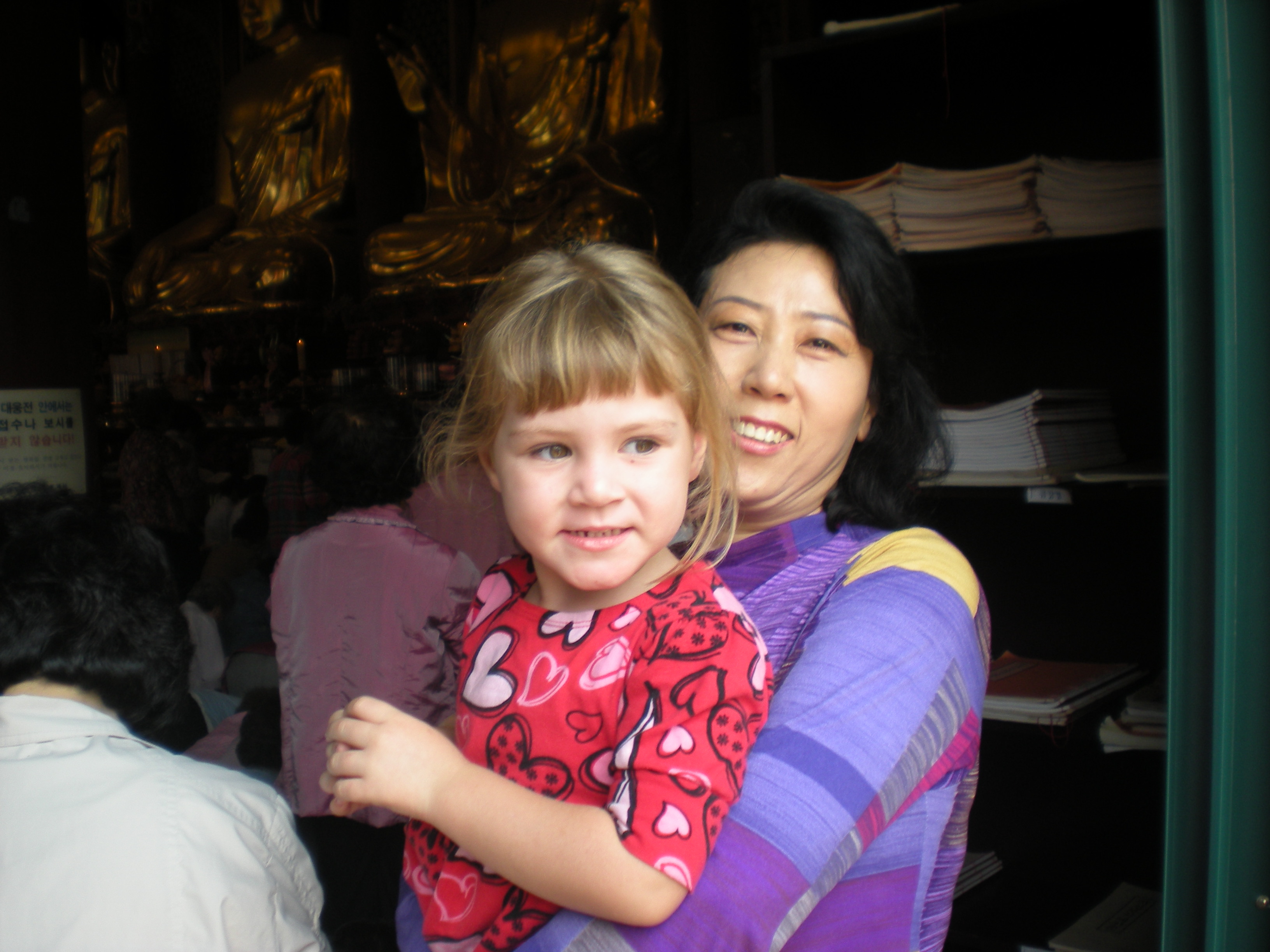 Callie and a Korean lady who showed her the temple Callie and a Korean lady who showed her the temple