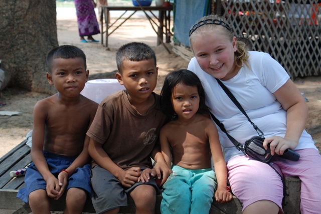 Leah and kids in Cambodia