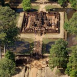 Aerial view of Banteay Srey temple.