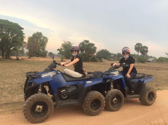 Kena (left), and Naida (right) on the quad bike tour in Siem Reap.