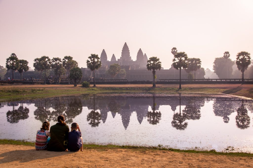 Andrea, Callie and Couper at Angkor Wat