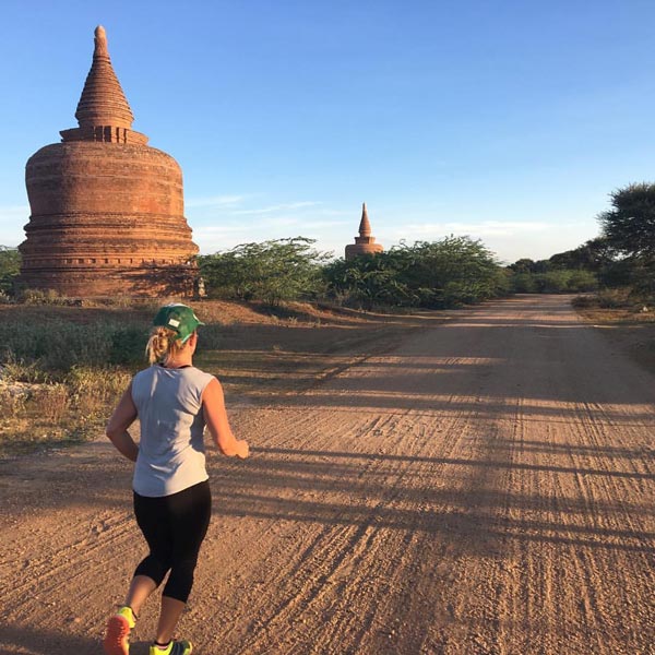 Jogging in the ancient city of Bagan, Myanmar